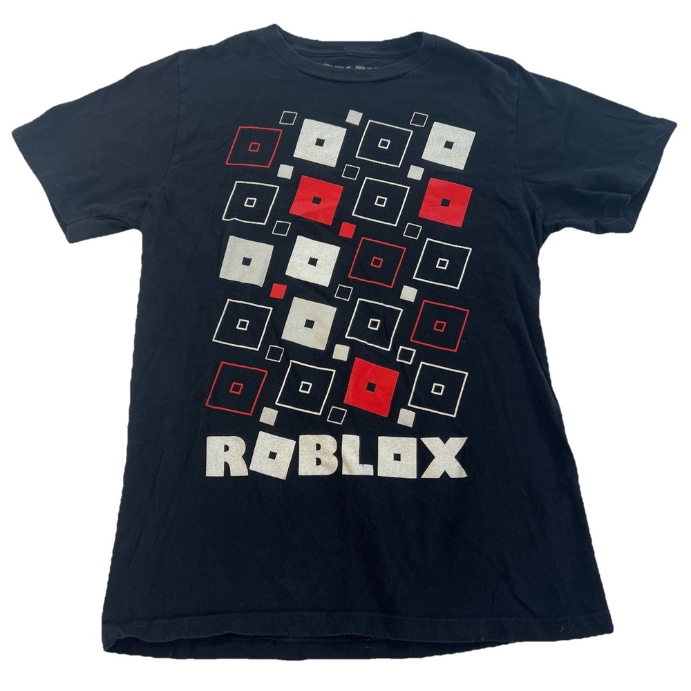 Roblox Video Game Black Red White T Shirt Boys Square Logo Size Ezra Large 14-16